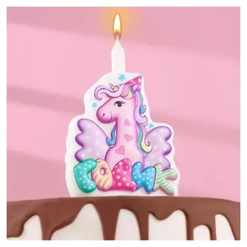 Свеча в торт "Мне годик!" с единорогом, 12 см, 12 мин, 40 г