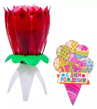 Свеча в торт музыкальная, красная