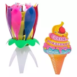 Свеча в торт музыкальная разноцветная