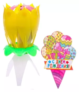 Свеча в торт музыкальная, жёлтая