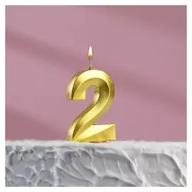 Свеча в торт на шпажке «‎грань», цифра "2", 5 х 3.5 см