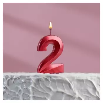 Свеча в торт на шпажке «‎грань», цифра "2", 5 х 3.5 см