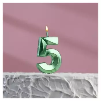 Свеча в торт на шпажке «‎грань», цифра "5", 5 х 3.5 см
