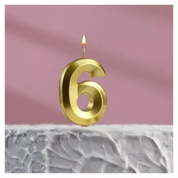 Свеча в торт на шпажке «‎грань», цифра "6", 5 х 3.5 см
