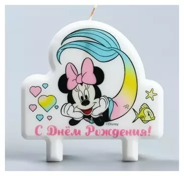 Свеча в торт С Днем Рождения! Минни Маус русалочка 8×8 см