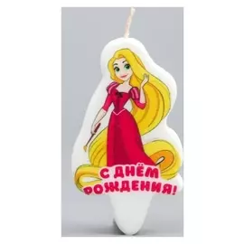 Свеча в торт "С днем рождения!", принцессы: рапунцель