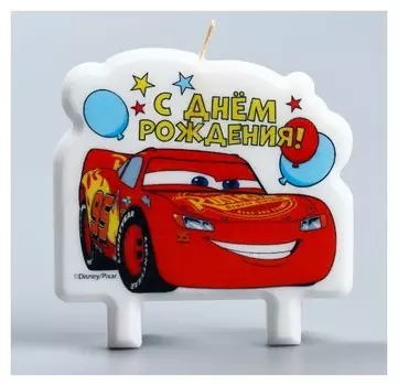 Свеча в торт С Днем Рождения! Тачки Молния Маккуин 8×8 см