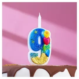 Свеча в торт "Воздушные шарики", цифра"9", 12 см