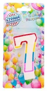 Свеча восковая для торта Блестящий ободок Цифра 7