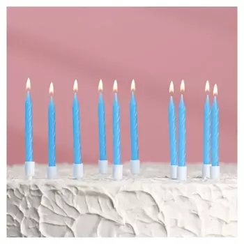 Свечи для торта "Неон", 10 шт, синие, 14 см