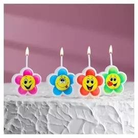 Свечи в торт на шпажках "Цветочек", 6,6х3,8 см, 25 гр, набор 4 шт