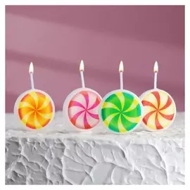 Свечи в торт на шпажках "Леденец", 6,6х3,8 см, 25 гр, набор 4 шт
