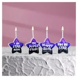 Свечи в торт на шпажках "Super", 6,6х3,8 см, 25 гр, набор 4 шт
