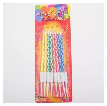 Свечи в торт "Ромбик", 14см, 8шт с подставкой