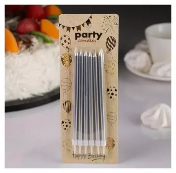 Свечи в торт Вечеринка Серебристый металлик