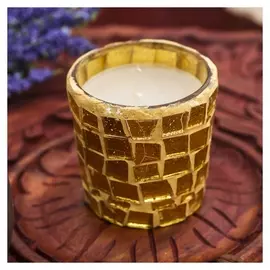 Свечка в стеклянном стаканчике "Золотой узор" 6х4х4 см