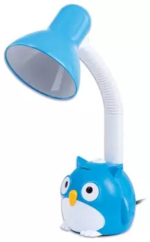 Светильник настольный SONNEN OU-603, на подставке, цоколь Е27, "Сова", синий