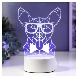 Светильник "Собака в очках" LED RGB от сети 13х16,4 см