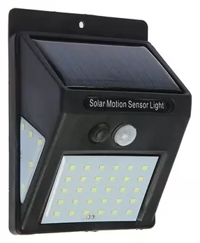 Светильник уличный с датчиком движения, солнечная батарея, 8 Вт, 30+5+5 Led, черный