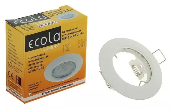 Светильник встраиваемый Ecola, Dl92, Mr16, Gu5.3, выпуклый, 30x80 мм, белый