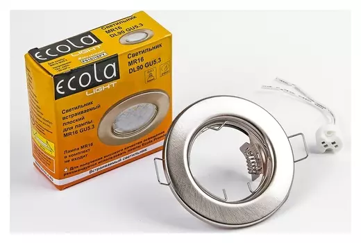 Светильник встраиваемый Ecola Light, Dl90, Mr16, Gu5.3, плоский, 30х80 мм, сатин-хром