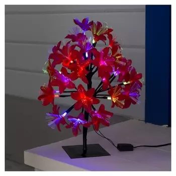 Светодиодный куст улич. 0.3 м, "Лилия красная", 32 Led, 220v, моргает Rg/rb