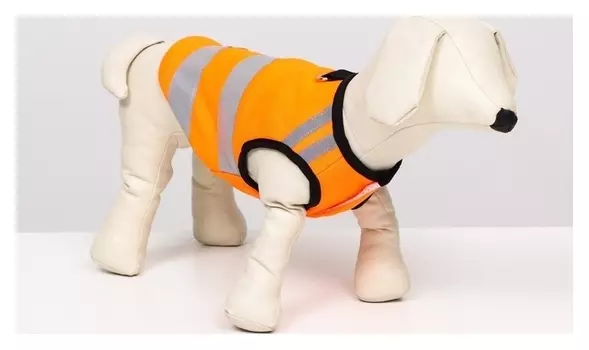 Светоотражающий жилет для собак, размер 16 (ДС 36 см, ОГ 46 см, ОШ 35 см), оранжевый