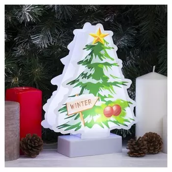 Световая картинка на подставке "Ёлка", SMD 2835, 8 Led, 3*аа (Не в комплекте)