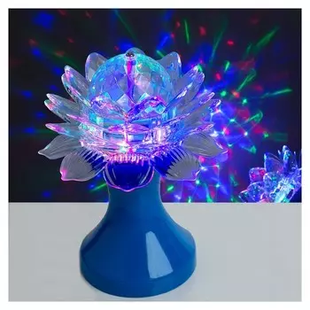 Световой прибор хрустальный шар "Цветок" диаметр 12,5 см, 220 В, синий