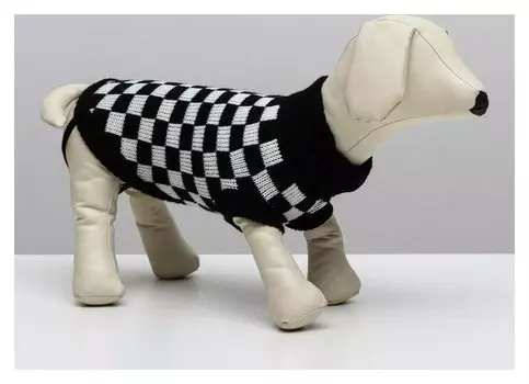 Свитер "Чёрно-белая клетка", XS (ДС 17, ОШ 17, ОГ 23-37 см)