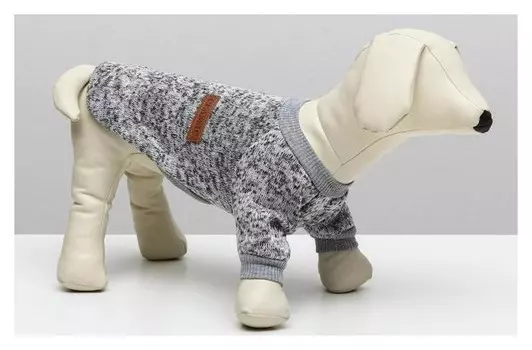 Свитер меланжевый, размер 2XL (ДС 45, ОШ 45, ОГ 55 см), серый