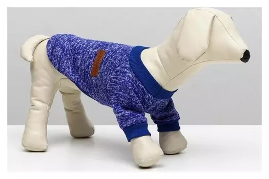 Свитер меланжевый, размер L (ДС 35, ОШ 35, ОГ 45 см), синий