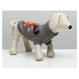 Свитер "Олень на сером", M (ДС 26, ОШ 26, ОГ 28-46 см)