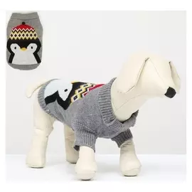 Свитер "Пингвин", размер S (ДС 25, ОШ 24, ОГ 35 см), серый