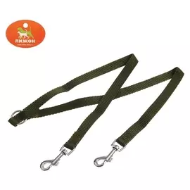 Сворка для двух собак, каждая 45 х 1,5 см, зелёная
