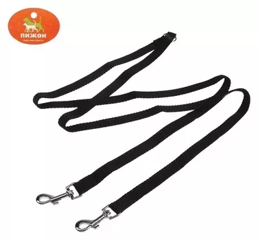 Сворка для двух собак, каждая 90 х 1,5 см, чёрная