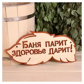 Табличка 2-слойная "Баня парит здоровье дарит", 30х16см