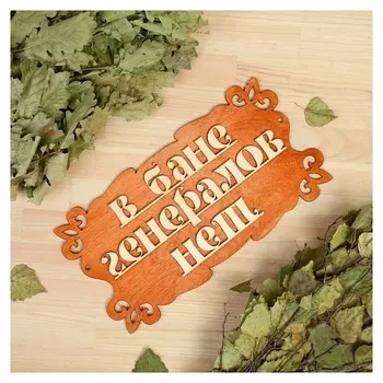 Табличка для бани "В бане генералов нет" 30х17см