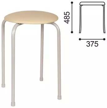 Табурет рс01-т011в, серебристый каркас, кожзам бежевый, рс01-т011в-506-