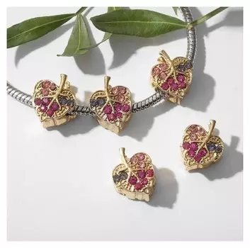 Талисман "Лист", цвет сиренево-розовый в золоте