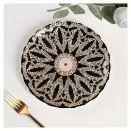 Тарелка «Андин», D=21 см, цвет черный с золотом