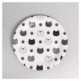 Тарелка бумажная «Хэппи мяу», 23 см, набор 6 шт.