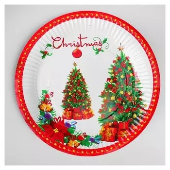 Тарелка бумажная «Ёлка с подарками», набор 6 шт.