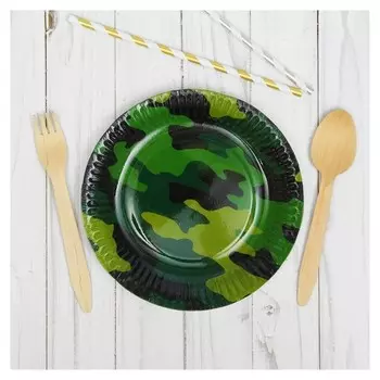 Тарелка бумажная «Камуфляж», 17 см, 6 шт.
