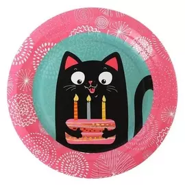 Тарелка бумажная «Кошка», 18 см, 6 шт.