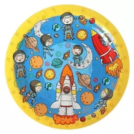 Тарелка бумажная «Космонавты», 18 см, 6 шт.
