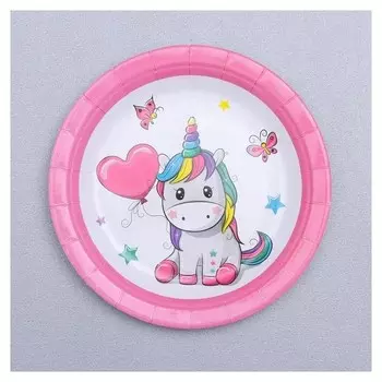 Тарелка бумажная «Крошка единорог», набор 6 шт.
