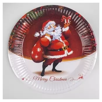 Тарелка бумажная Merry Christmas набор 6 шт