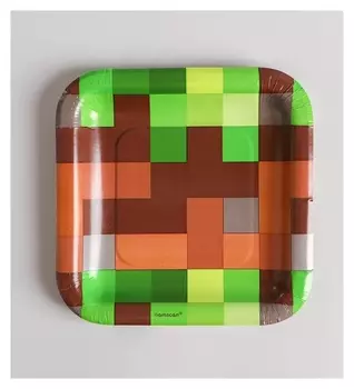 Тарелка бумажная Party!, квадратная, набор 8 шт., 17 см