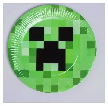 Тарелка бумажная «Пиксели», набор 6 шт., 23 см